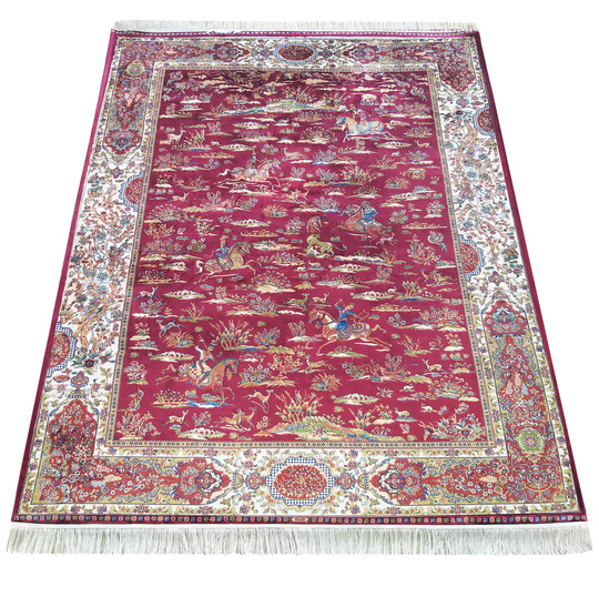 Wytworny dywan Qum Silk 10- bordowy