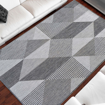 Nowoczesny dywan sznurkowy OUTDOOR dwustronny MODERN 16 Szary