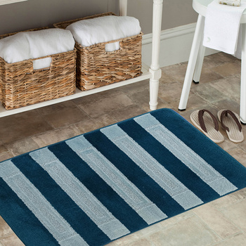 Komplet łazienkowy z wycięciem pod toaletę Montenegro XL Pasy - turkus