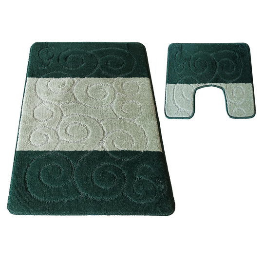 Komplet łazienkowy z wycięciem pod toaletę Montenegro XL Ślimaki - butelkowa zieleń