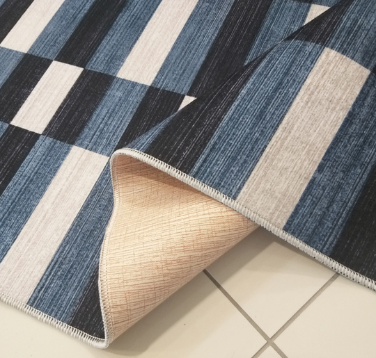 Antypoślizgowy dywan nowoczesny do kuchni - Universal 01 - do prania w pralce - blue jeans