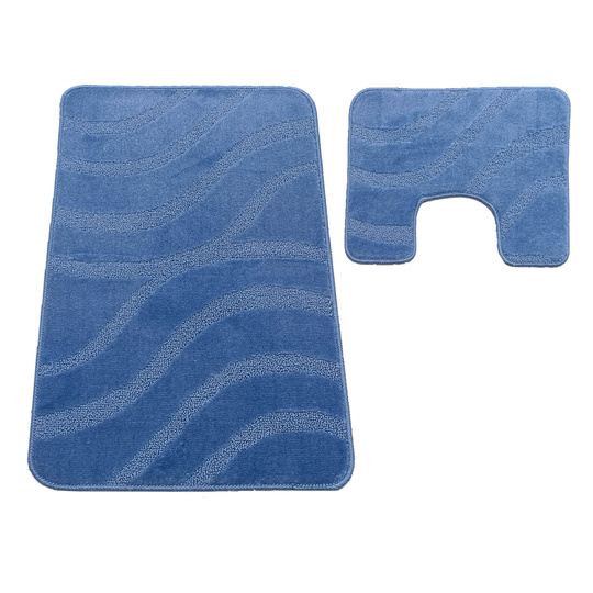 Komplet łazienkowy z wycięciem pod toaletę Montenegro Fale - jasny niebieski