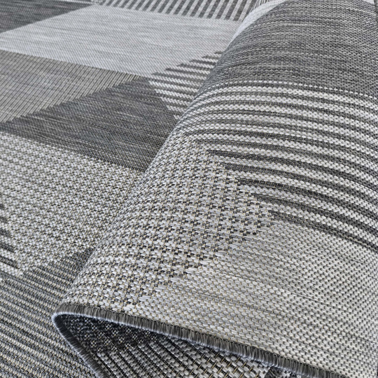 Nowoczesny dywan sznurkowy OUTDOOR dwustronny MODERN 16 Szary