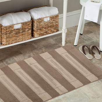 Komplet łazienkowy z wycięciem pod toaletę Montenegro XL Pasy - cappuccino