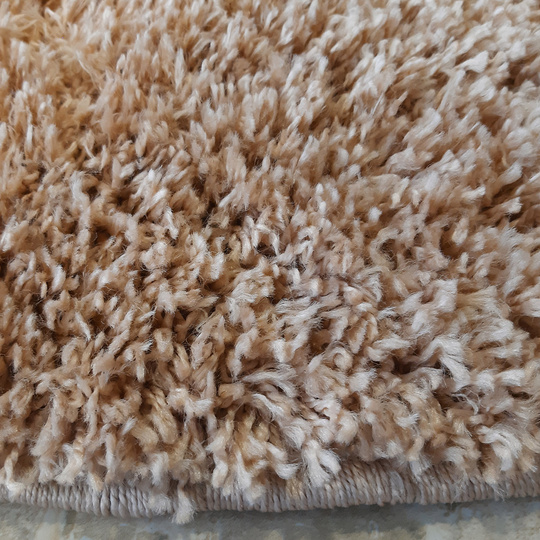 Dywan okrągły Kayoom - typu Shaggy nowoczesny, mięciutki - karmel