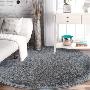 Dywan okrągły Kayoom - typu Shaggy nowoczesny, mięciutki -  szary
