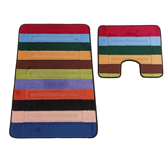 Komplet łazienkowy z wycięciem pod toaletę Montenegro XL Pasy - kolorowy