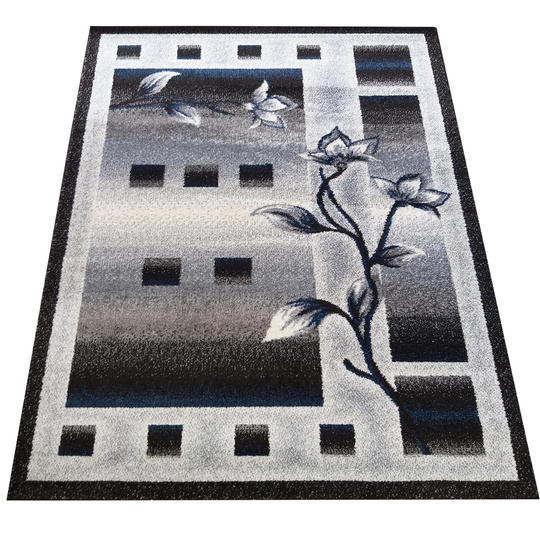 Dywan nowoczesny KOLORADO 02 szaro- granatowy kwiat