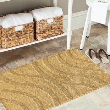 Komplet łazienkowy z wycięciem pod toaletę Montenegro Fale - saffron