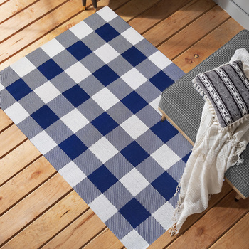 Zewnętrzny dywan sznurkowy PATIO 13- Granatowo- biały