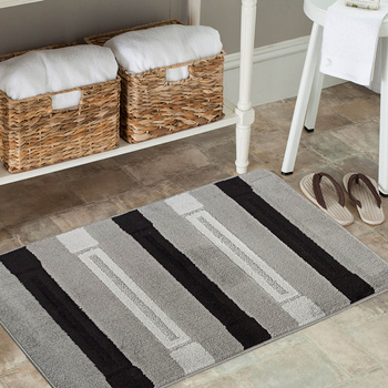 Komplet łazienkowy z wycięciem pod toaletę Montenegro XL Pasy - szary