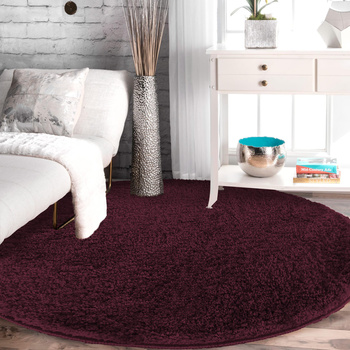 Dywan okrągły Kayoom - typu Shaggy nowoczesny, mięciutki - aubergine
