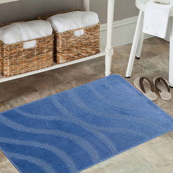 Komplet łazienkowy z wycięciem pod toaletę Montenegro Fale - jasny niebieski