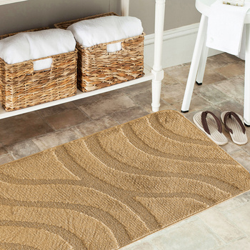 Komplet łazienkowy z wycięciem pod toaletę Montenegro Fale - Ciemny beż