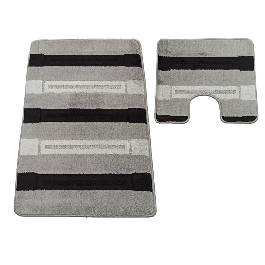 Komplet łazienkowy z wycięciem pod toaletę Montenegro XL Pasy - szary