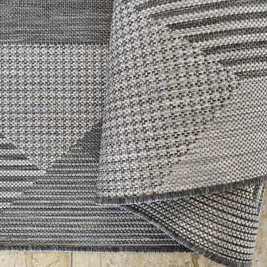 Nowoczesny dywan sznurkowy OUTDOOR dwustronny MODERN 16 Szary