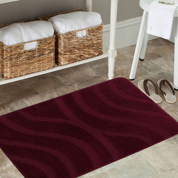 Komplet łazienkowy z wycięciem pod toaletę Montenegro Fale - burgundowy