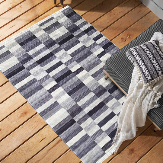 Antypoślizgowy dywan nowoczesny do kuchni - Universal 01 - do prania w pralce - szara