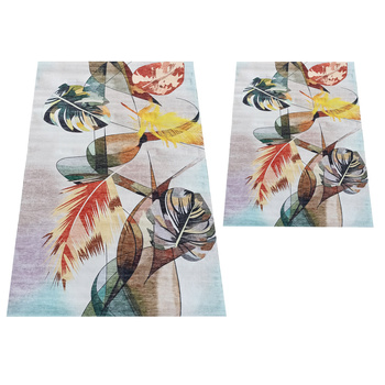 Komplet łazienkowy antypoślizgowy Heos New 124- liście- bez frędzli