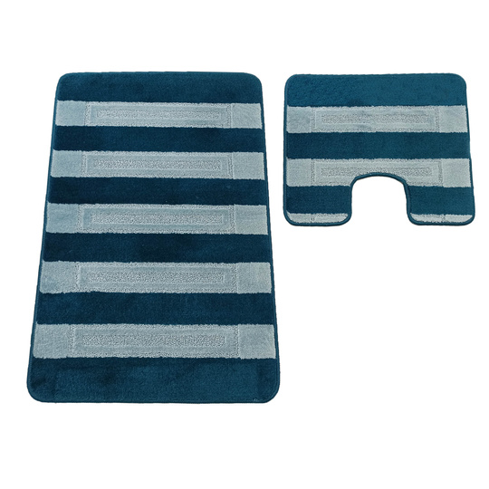 Komplet łazienkowy z wycięciem pod toaletę Montenegro XL Pasy - turkus