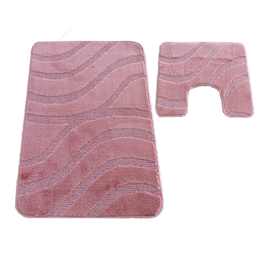 Komplet łazienkowy z wycięciem pod toaletę Montenegro Fale - różowy