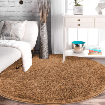 Dywan okrągły Kayoom - typu Shaggy nowoczesny, mięciutki - miodowy brąz