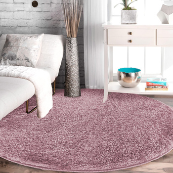 Dywan okrągły Kayoom - typu Shaggy nowoczesny, mięciutki - pink