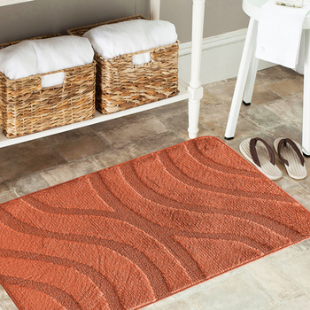 Komplet łazienkowy z wycięciem pod toaletę Montenegro Fale - ginger