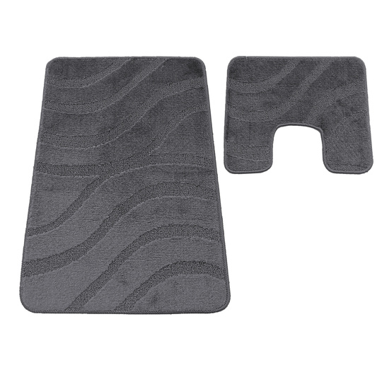 Komplet łazienkowy z wycięciem pod toaletę Montenegro Fale - ciepły szary