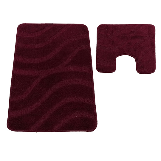 Komplet łazienkowy z wycięciem pod toaletę Montenegro Fale - burgundowy