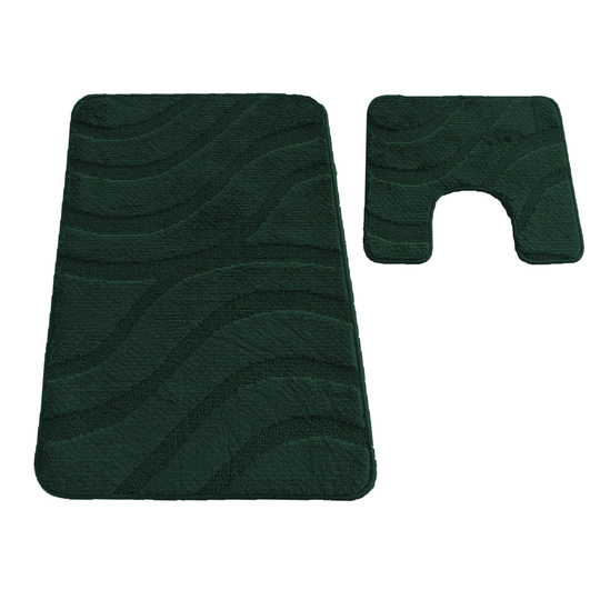 Komplet łazienkowy z wycięciem pod toaletę Montenegro Fale - butelkowa zieleń