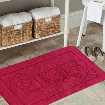 Komplet łazienkowy z wycięciem pod toaletę Montenegro Muszle - malinowy