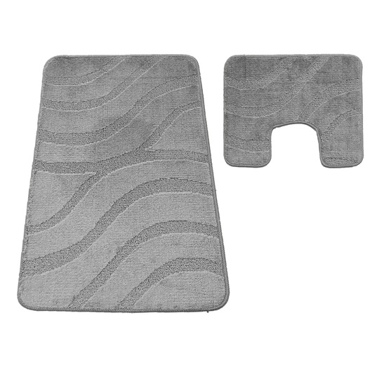 Komplet łazienkowy z wycięciem pod toaletę Montenegro Fale - szary