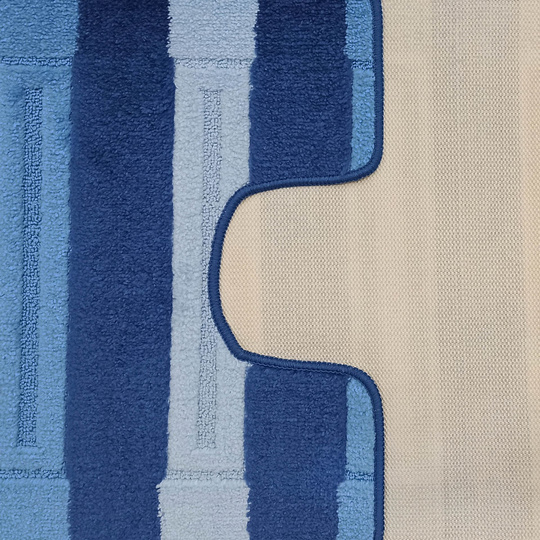 Komplet łazienkowy z wycięciem pod toaletę Montenegro XL Pasy - niebieski