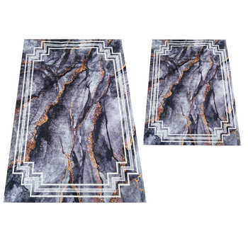 Komplet łazienkowy antypoślizgowy Heos New 118 - szaro-fioletowy- bez frędzli