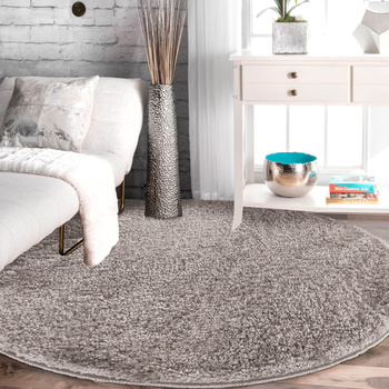 Dywan okrągły Kayoom - typu Shaggy nowoczesny, mięciutki -  latte
