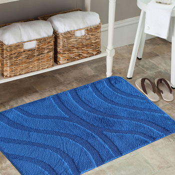 Komplet łazienkowy z wycięciem pod toaletę Montenegro Fale - niebieski