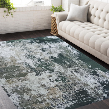 Dywan antypoślizgowy Heos New 123 - zielony - przecierany-  bez frędzli