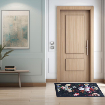Wycieraczka dywanowa, wewnętrzna, antypoślizgowa Heos New 119 -  czarny w kwiaty- 60x100 cm