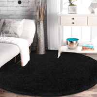 Dywan okrągły Kayoom - typu Shaggy nowoczesny, mięciutki -  czarny