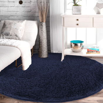 Dywan okrągły Kayoom - typu Shaggy nowoczesny, mięciutki - głębia oceanu