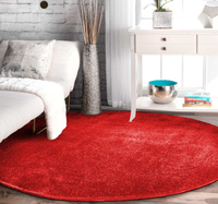 Dywan Premium koło jednolity czerwony